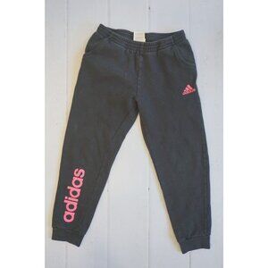 Adidas Girls Black with Hot Pink Logo Sweatpants Joggers - Size S (7/8)